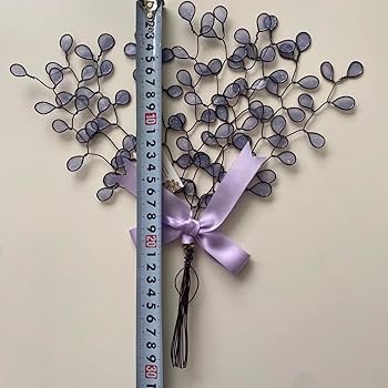まさページ ラベンダー色の藤の花の壁飾り　ワイヤークラフト　ワイヤーアート まさページ ラベンダー色の藤の花の壁飾り ワイヤークラフト